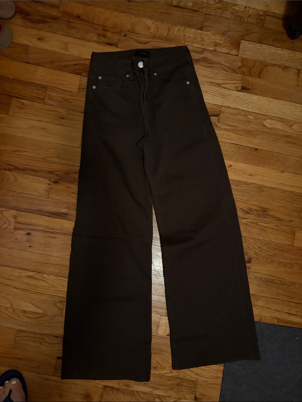 Quince Black Wide-Leg Flare Jeans